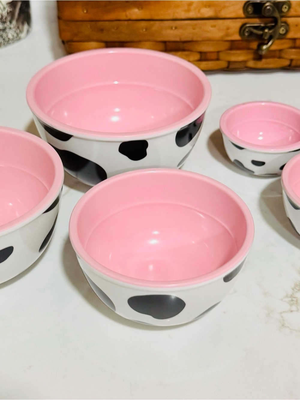 Pink Cow-Print Measurements cups - Set of 5